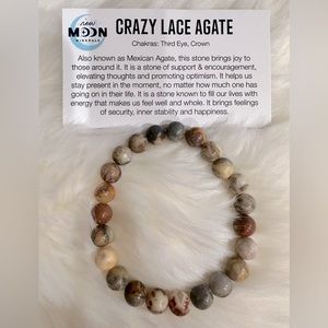 Crazy Lace Agate Genuine Beaded Bracelet